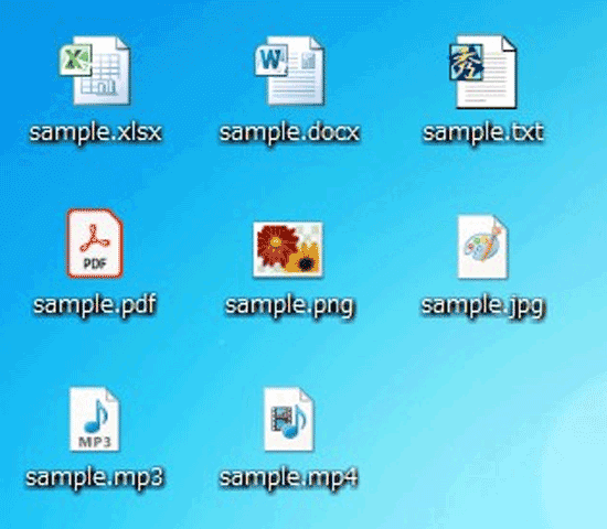 色々な拡張子のファイルの画像
