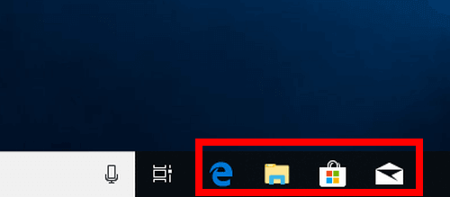 Windows１０で、タスクバーにアイコンが表示されている画像
